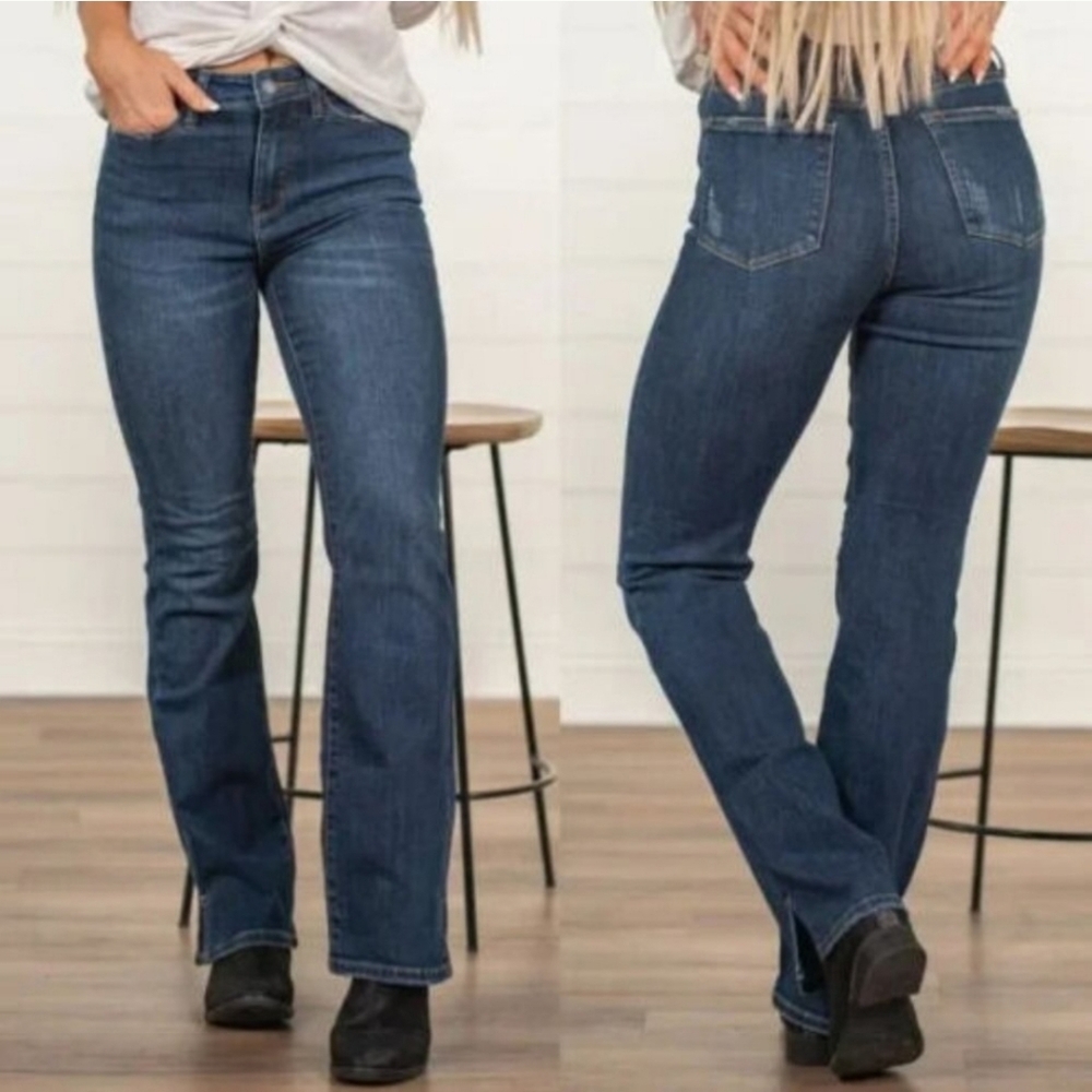 Judy Blue Size 14W Kinston Slim Bootcut Slit Hem Jeans JB88290-L